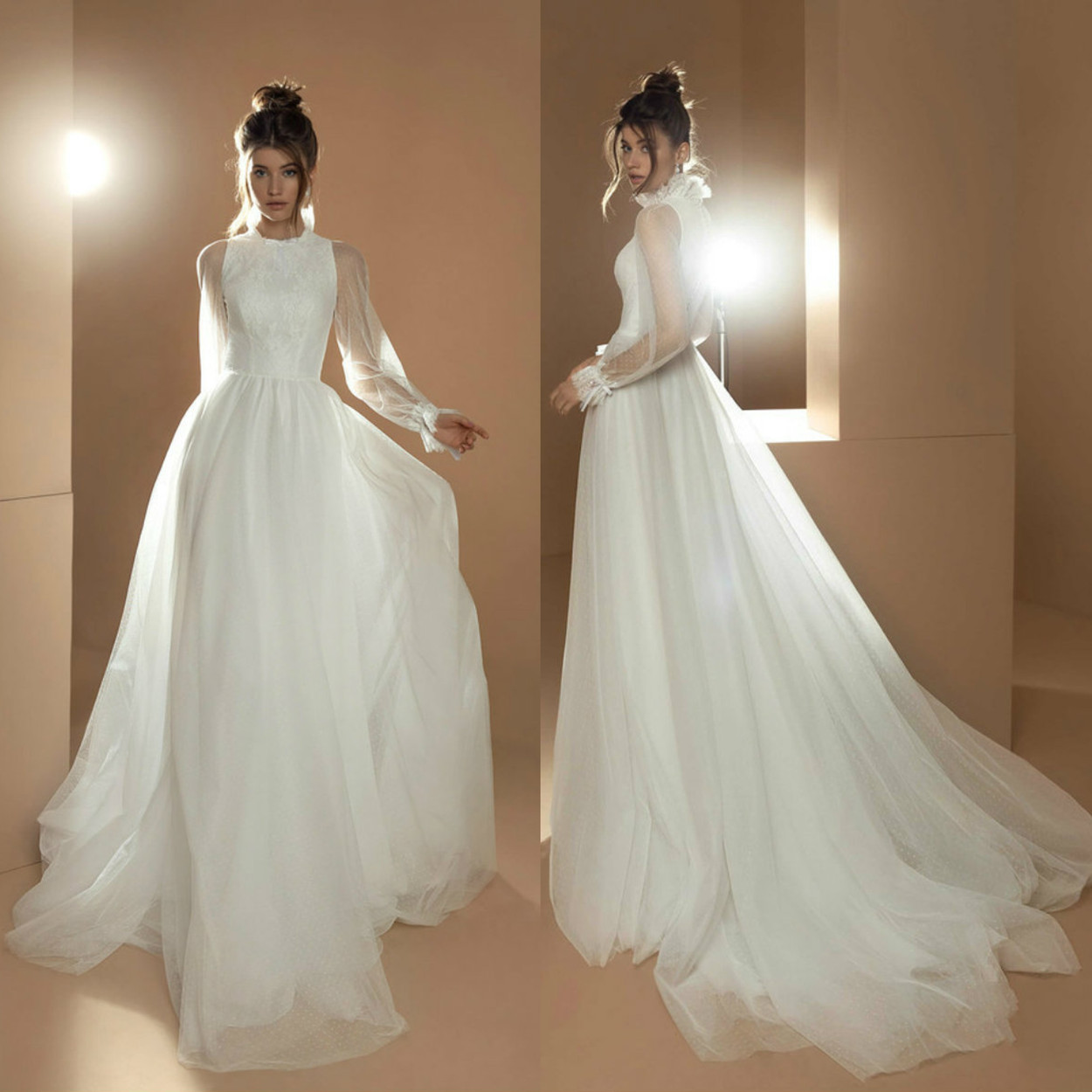 Tony Ward Wedding Dresses High Collar Long Sleeves Lace Appliques Bridal Gowns Custom Made Button Back Sweep Train A Line Wedding Dress, Ivory
Tony Ward Wedding Dresses High Collar Long Sleeves Lace Appliques Bridal Gowns Custom Made Button Back Sweep Train A Line Wedding Dress, Ivory