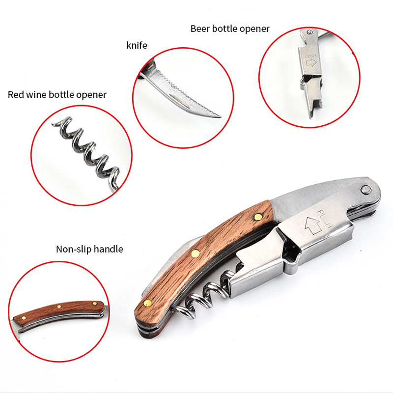 Non-slip Wood Handle Corkscrew Knife Pull Tap Double Hinged Beer Red Wine Opener Stainless Steel Bottle Opener Bar Tool Gift VT1768
Non-slip Wood Handle Corkscrew Knife Pull Tap Double Hinged Beer Red Wine Opener Stainless Steel Bottle Opener Bar Tool Gift VT1768