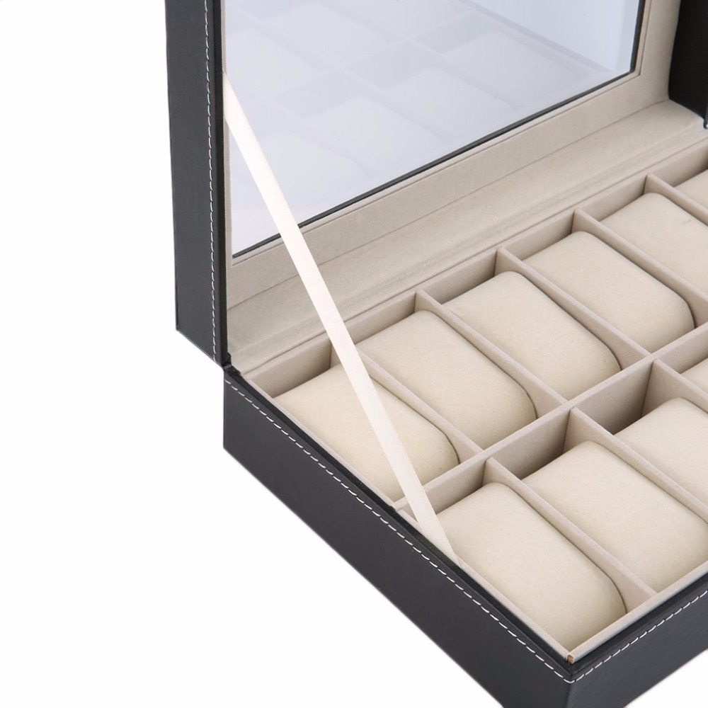 Grid PU Leather Watch Box Display Box Jewelry Storage Organizer Case Locked Boxes Retro Saat Kutusu Caixa Para Relogio