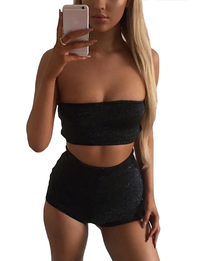 Sexy Women Bodycon Two Pieces Set Crop Top Shorts Sets Sleeveless Backless Casual Top Pants Clubwear 2 Piece Outfits For Women C19021601