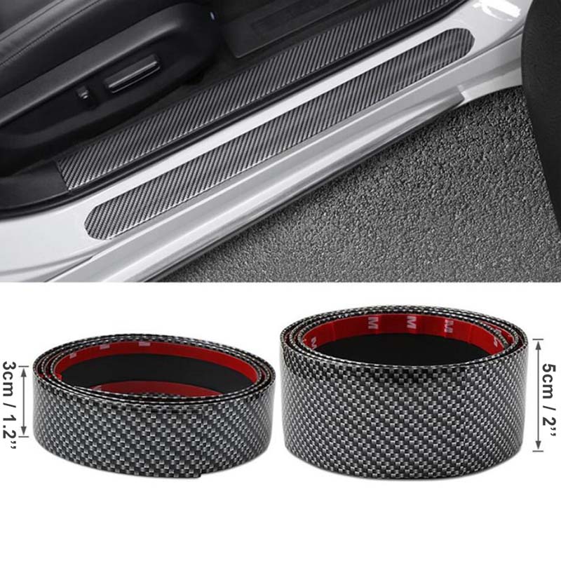 Update Car Sticker Carbon Fiber Vinyl 3D Stickers Decals Anti Scratch Protective Strip Film Automobiles Cars Door Sill Trunk Bumper Protector