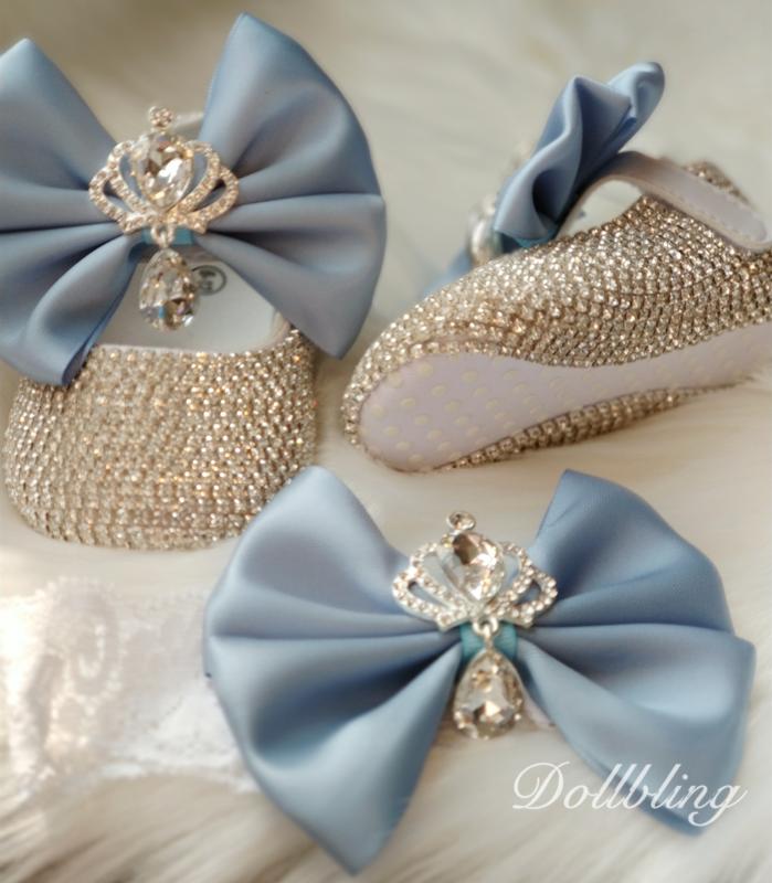 Baby Blue Absolutely Stunning Crown Jewery Diamond Shoes Perfect for All Special Occasion Pregnant Keepsakes Gifts