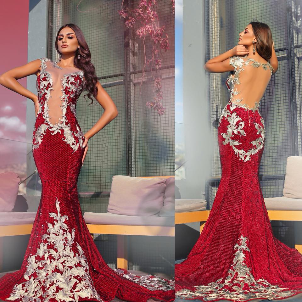 Red Evening Dresses Jewel Neck Silver Lace Appliques Sexy Backless Sweep Train Mermaid Prom Dress Custom Made Formal Party Gowns, Grape
Red Evening Dresses Jewel Neck Silver Lace Appliques Sexy Backless Sweep Train Mermaid Prom Dress Custom Made Formal Party Gowns, Grape