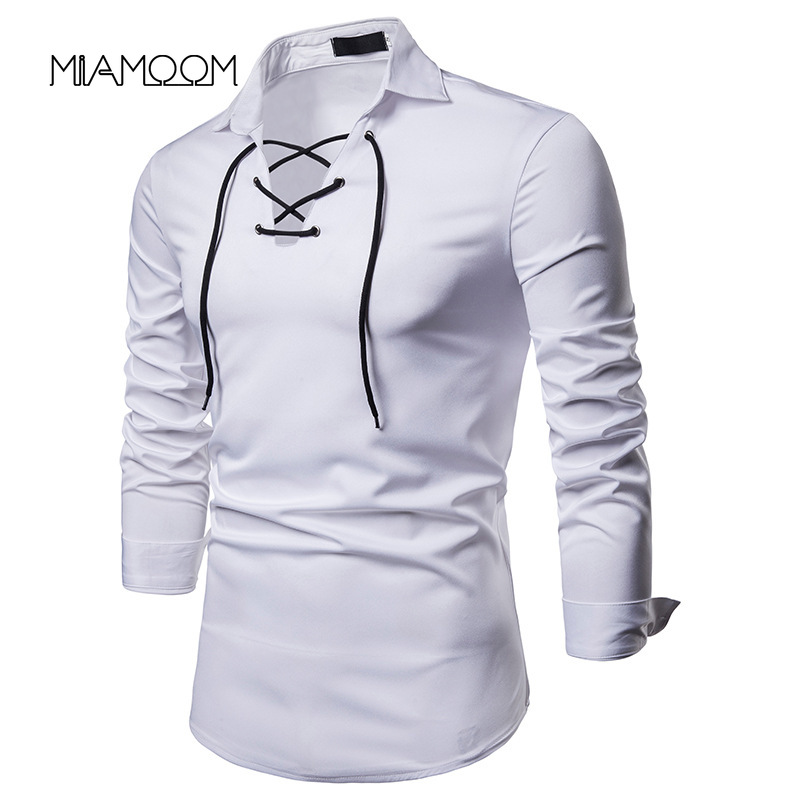 MIAMOOM Long Sleeves Dress Shirt for Men' Shoelace Design Lapels Large - Size Long-sleeve Shirts, Black
MIAMOOM Long Sleeves Dress Shirt for Men' Shoelace Design Lapels Large - Size Long-sleeve Shirts, Black