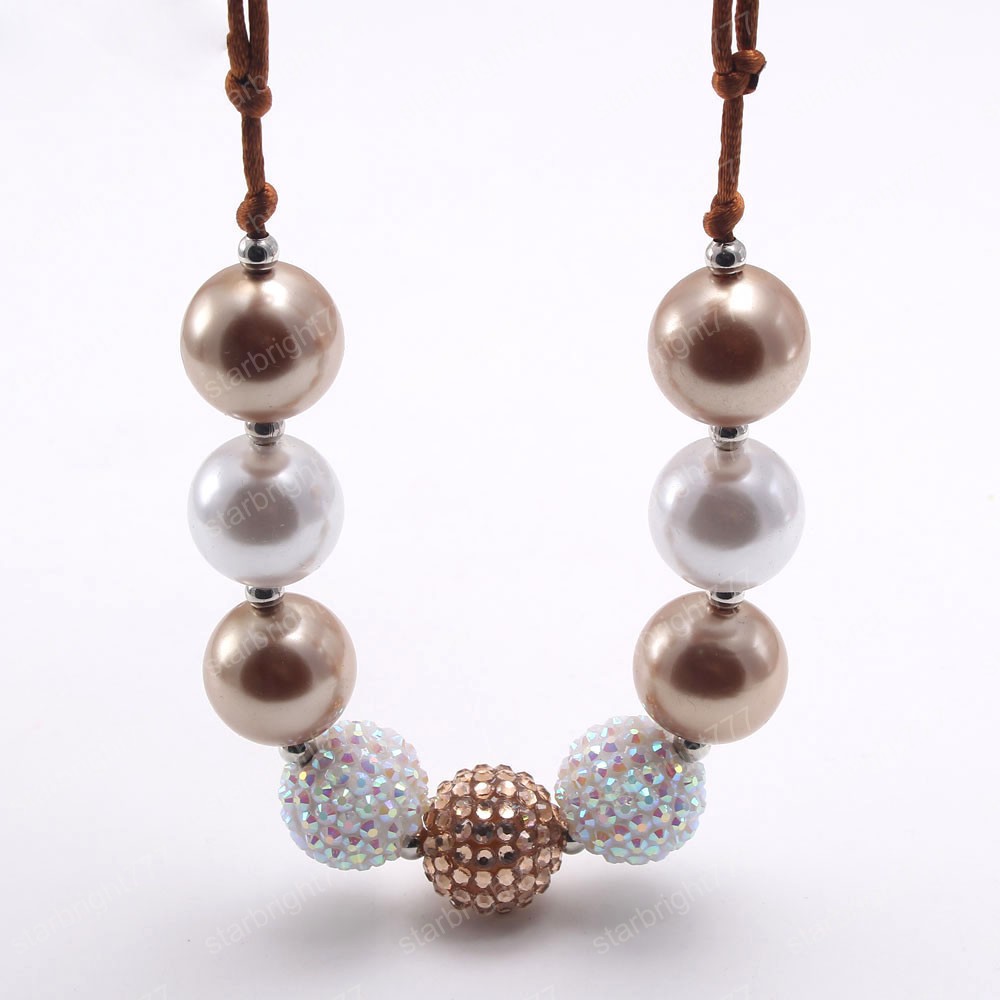 baby kids bubblegum beads necklace with adjustable rope chain fashion girls chunky jewelry choker for party hot sale