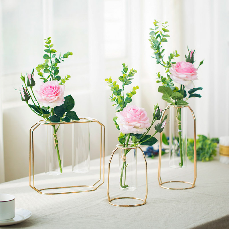 Nordic Gold Iron Art Tube Vases Small Fresh Transparent Decor Glass Flower Vase Hydroponic Glass Vase Terrarium Container
Nordic Gold Iron Art Tube Vases Small Fresh Transparent Decor Glass Flower Vase Hydroponic Glass Vase Terrarium Container