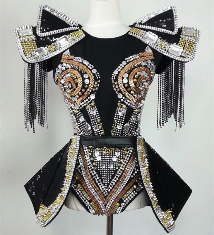 Jazz Dance Costumes Bar Dj Dancers Sexy Nightclub DS Singer Rave Clothes Rhinestone rivet Jumpsuit Stage Wear bodysuit, Gold
Jazz Dance Costumes Bar Dj Dancers Sexy Nightclub DS Singer Rave Clothes Rhinestone rivet Jumpsuit Stage Wear bodysuit, Gold