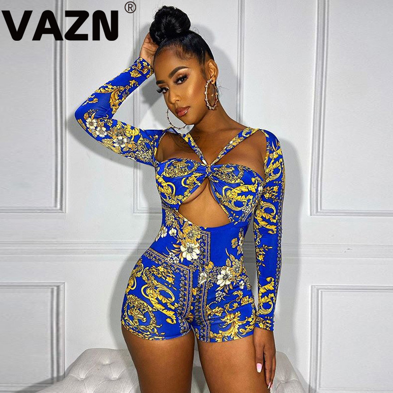 VAZN Women Summer Lady Playsuits Elegant Holiday Party Long Sleeve Mini Pant Geometric Elements Print Catsuit Rompers, Blue
VAZN Women Summer Lady Playsuits Elegant Holiday Party Long Sleeve Mini Pant Geometric Elements Print Catsuit Rompers, Blue