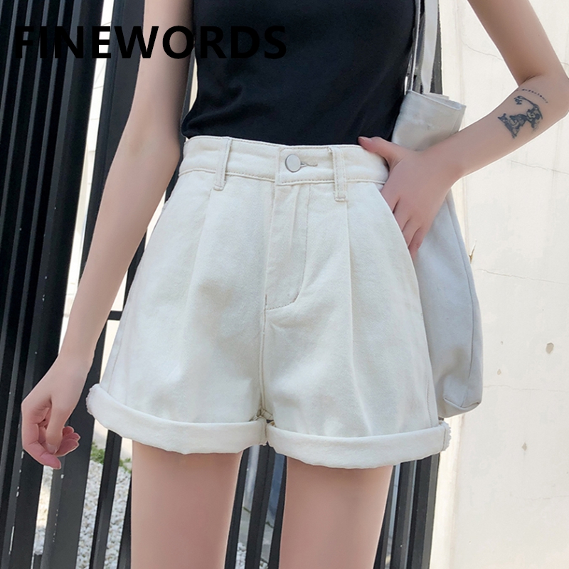 FINEWORDS 2020 Summer White Women Short Jeans Cuff Casual Basic Denim Shorts Mujer Vintage Loose Wide Leg High Waist Shorts -XL, Black
FINEWORDS 2020 Summer White Women Short Jeans Cuff Casual Basic Denim Shorts Mujer Vintage Loose Wide Leg High Waist Shorts -XL, Black