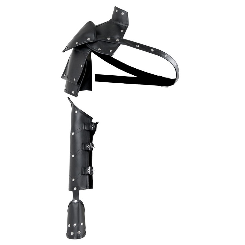 Unisex Costume Accessories 2pcs Gothic Steampunk Cosplay PU Leather Single Shoulder Armors Arm Strap Set Adjustable Metal Rivet Shoulder Straps