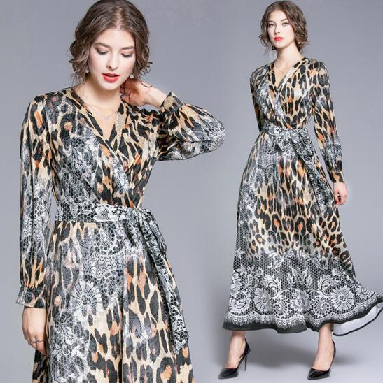 European and American fashion wild waist slimming lace-up V-neck print dress, As the picture
European and American fashion wild waist slimming lace-up V-neck print dress, As the picture