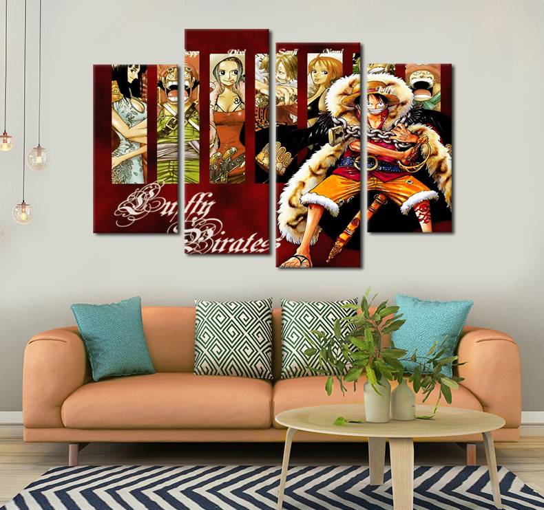 4pcs/set Unframed Onepiece Luffy Captain Anime Poster Print On Canvas Wall Art Picture For Home and Living Room Decor