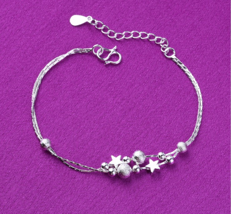 Wholesale-anklets ankle bracelets 9 styles 925 silver sterling anklet jewelry with star ball flower pendant free shipping