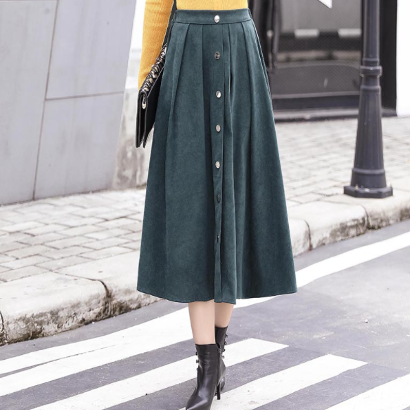 Cute Sweet Button Skirts Women High Waist Elastic Pink Green Preppy Style Design Office Lady Autumn Winter Long Skirts AQ664
Cute Sweet Button Skirts Women High Waist Elastic Pink Green Preppy Style Design Office Lady Autumn Winter Long Skirts AQ664