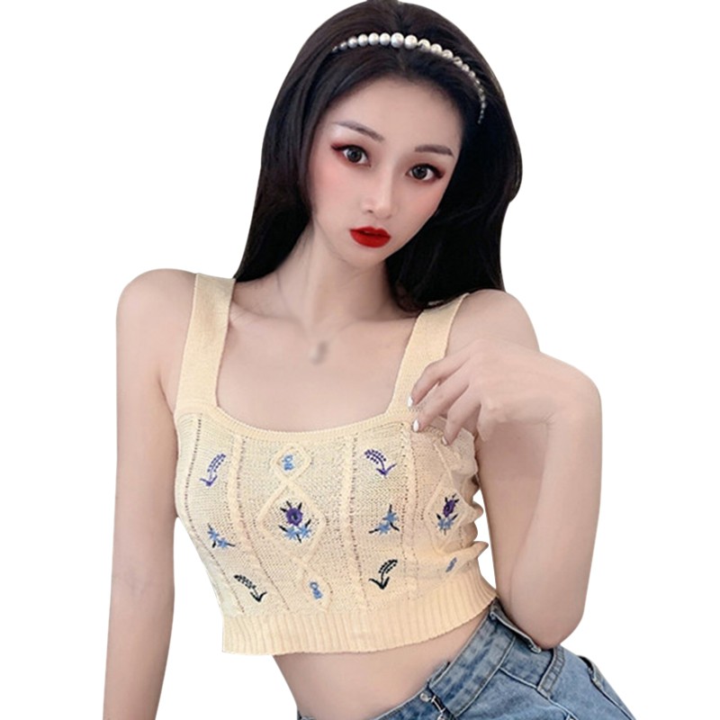 2020 Summer Women's Knitted Camis Sexy Sweet Floral Embroidery Pattern Tank Top Fashion Wild Slim Sling Vest
2020 Summer Women's Knitted Camis Sexy Sweet Floral Embroidery Pattern Tank Top Fashion Wild Slim Sling Vest