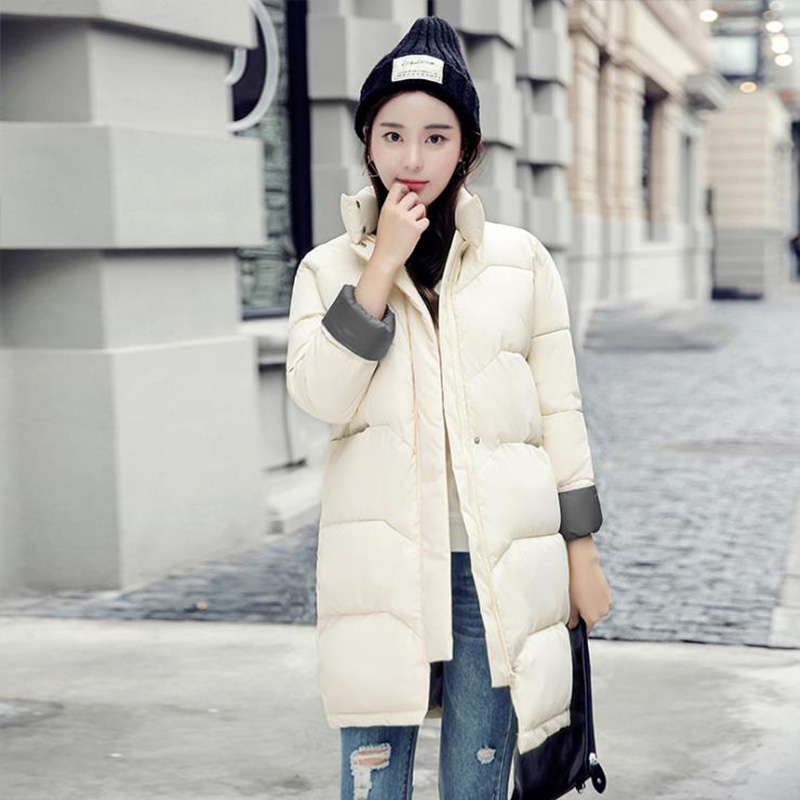 Women's Down & Parkas Winter Women Parka Pink Kawaii Bubble Coat Slim Solid Puffer Jacket Womens Coats Thick Long Black
