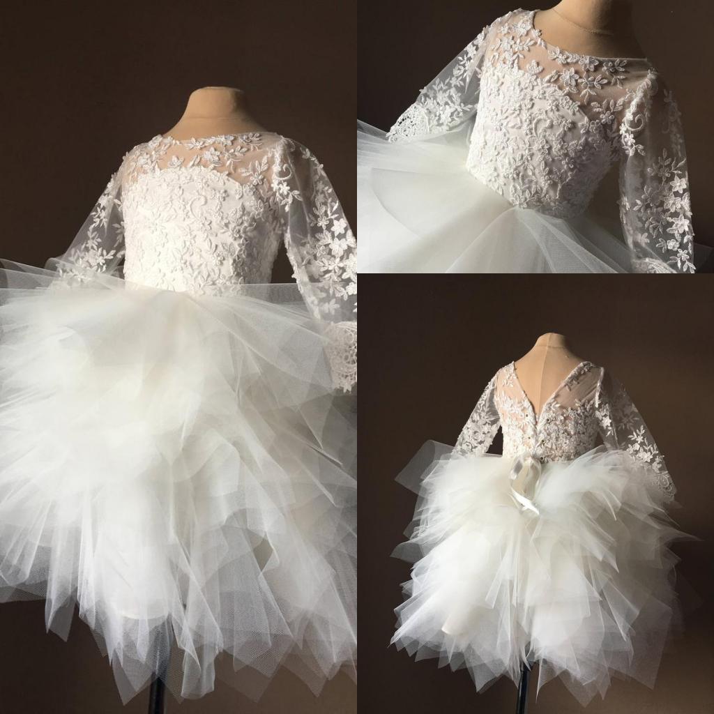 2020 WHite Lace Applique Long Sleeves Flower Girl' Dresses Crew Neck Sheer Ball Gown Tiered Skirts Girls Pagent Infact Gowns, White;blue
2020 WHite Lace Applique Long Sleeves Flower Girl' Dresses Crew Neck Sheer Ball Gown Tiered Skirts Girls Pagent Infact Gowns, White;blue