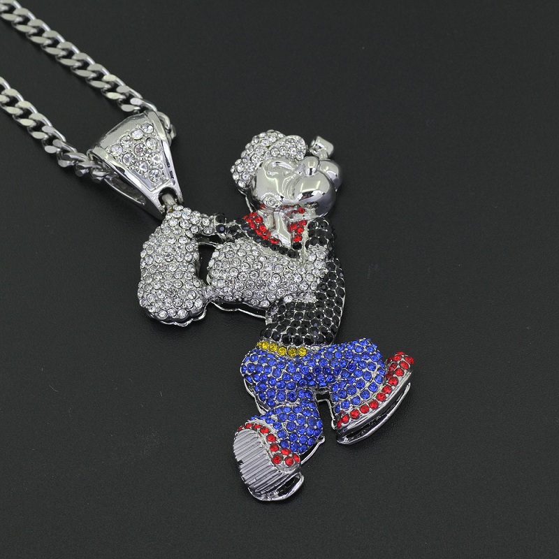 Fashion-s Hip Hop Necklace Jewelry Gold Cuban Chain Game Cartoon Iced Out Pendant Necklace For Men
