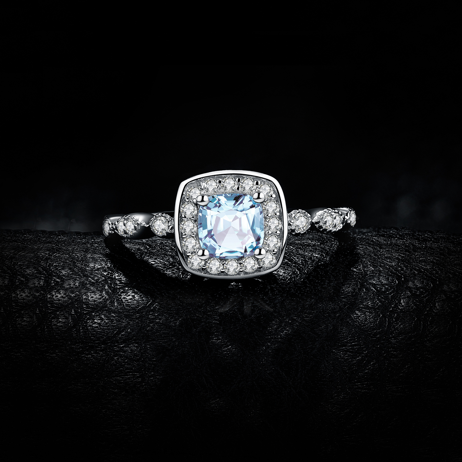 Jewelry 1ct Genuine Blue Topaz Ring 925 Sterling Silver Rings for Women Halo Engagement Ring Silver 925 Gemstones Jewelry V191220