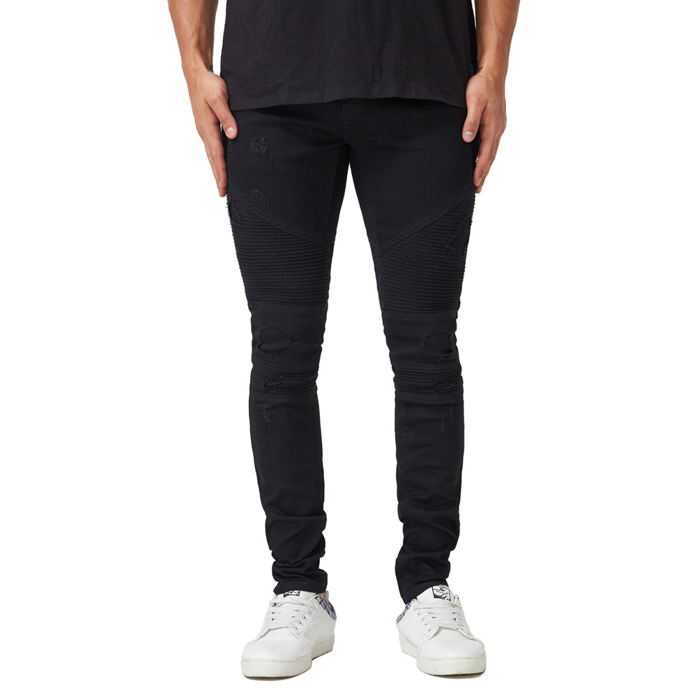 Fashion- Ripped Jeans Slim Fit Biker Pencil Pants Spring Autumn Fashion Trousers