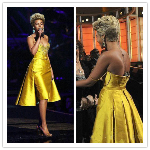 Bright Yellow Cocktail Dresses Evening Wear Spaghetti vestidos de fiesta Beaded Short Prom Party Gowns Custom Made
