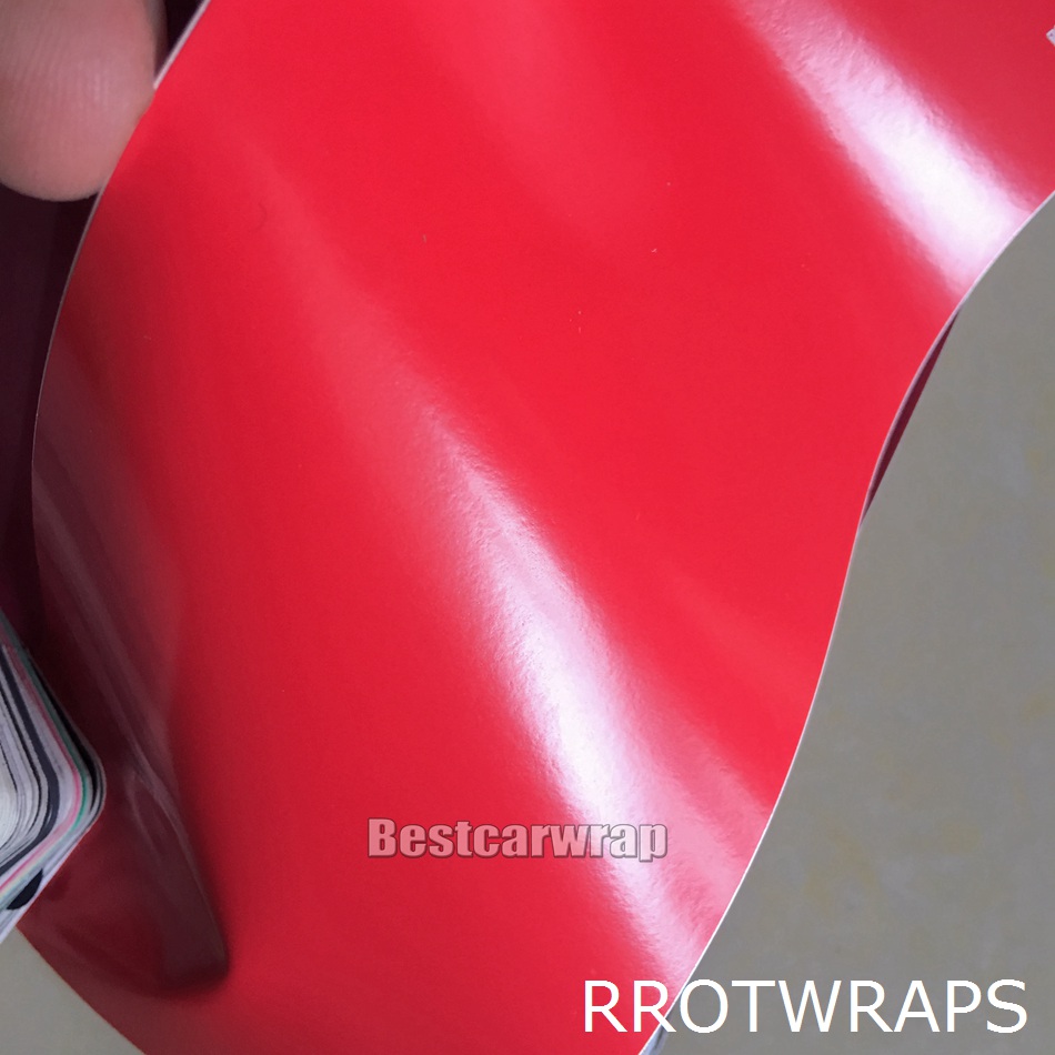 Satin Red Vinyl wrap FOR Whole Car Wrap with air Bubble Free vehicle wrap covering With Low tack glue 3M quality 1.52x20m 5x67ft