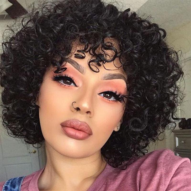 Short Curly Lace Front Human Hair Wigs Pre Plucked Lace Frontal Wigs with Baby Hair Brazilian Remy Human Hair Natural Hairline, Black
Short Curly Lace Front Human Hair Wigs Pre Plucked Lace Frontal Wigs with Baby Hair Brazilian Remy Human Hair Natural Hairline, Black