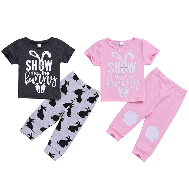 Baby Easter Outfits Boys and Girls Short Sleeve Letter Printed T-shirt Rabbit Trousers Set Kids Boys Girls Easter Costume
Baby Easter Outfits Boys and Girls Short Sleeve Letter Printed T-shirt Rabbit Trousers Set Kids Boys Girls Easter Costume