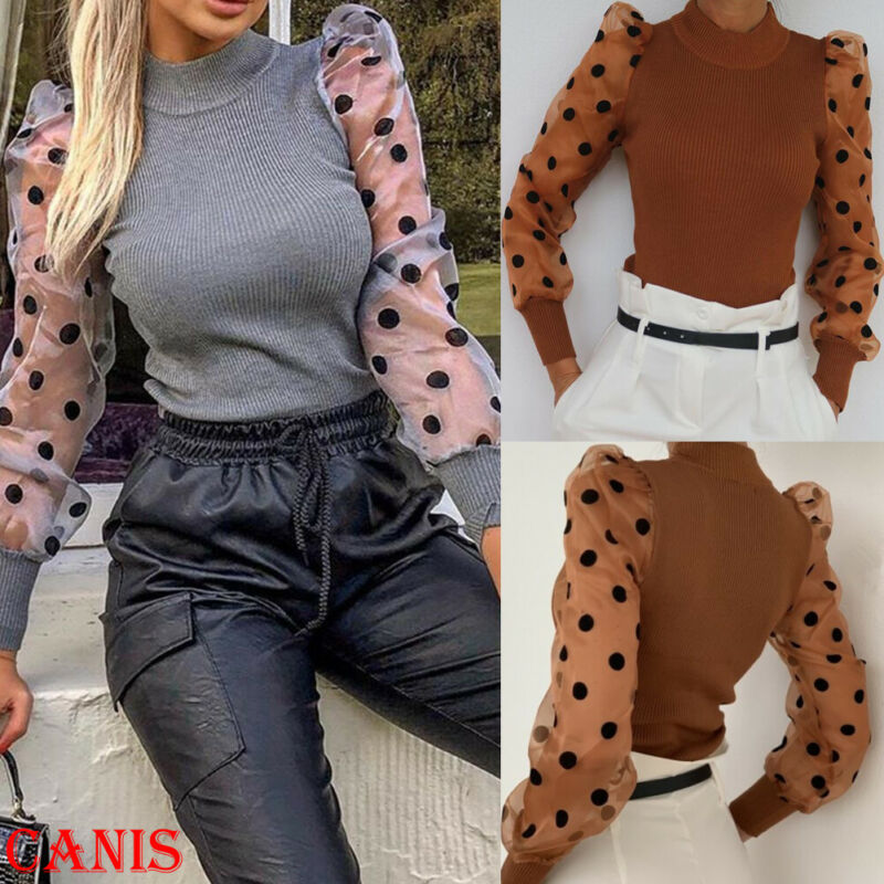 Women' Sheer Mesh See-through Blouse 2019 New Fashion Elegant Slim Polka Dot Puff Long Sleeve Tops Shirt Turtleneck Fall Blouse, Black
Women' Sheer Mesh See-through Blouse 2019 New Fashion Elegant Slim Polka Dot Puff Long Sleeve Tops Shirt Turtleneck Fall Blouse, Black