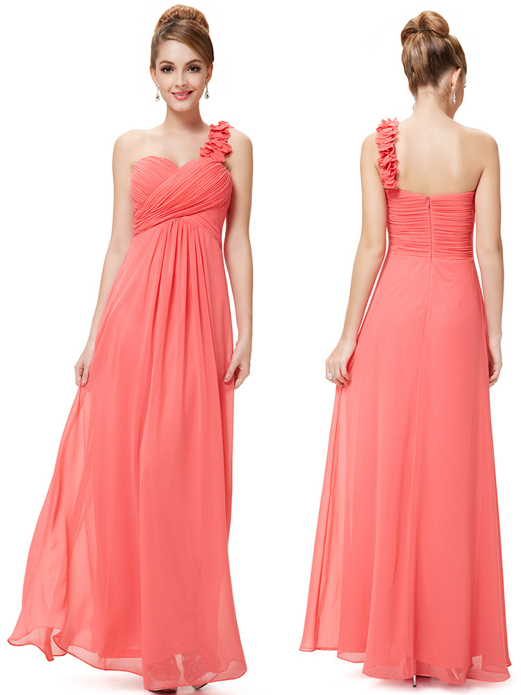 Special Occasion Dress A-line One Shoulder Handmade Flowers Royal Blue Long Evening Dresses New Arrival Bridesmaid Dresses