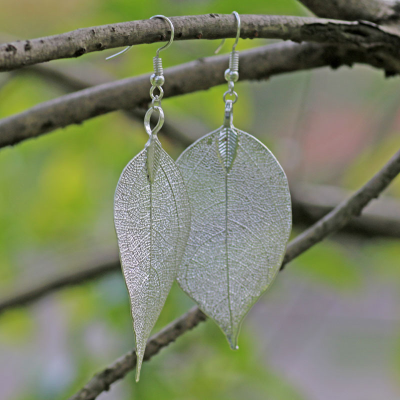 Bohemian Dangle Long Earrings Unique Natural Real Leaf Big Earrings For Women Jewelry Gift oorbellen pendientes mujer mod