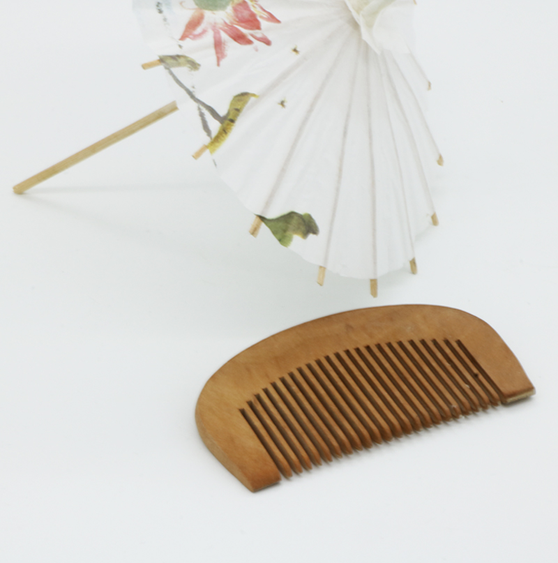 Natural Wide Tooth Peach Wood No-static Massage Hair Mahogany Wooden Comb wood Hair massage Can engrave logo