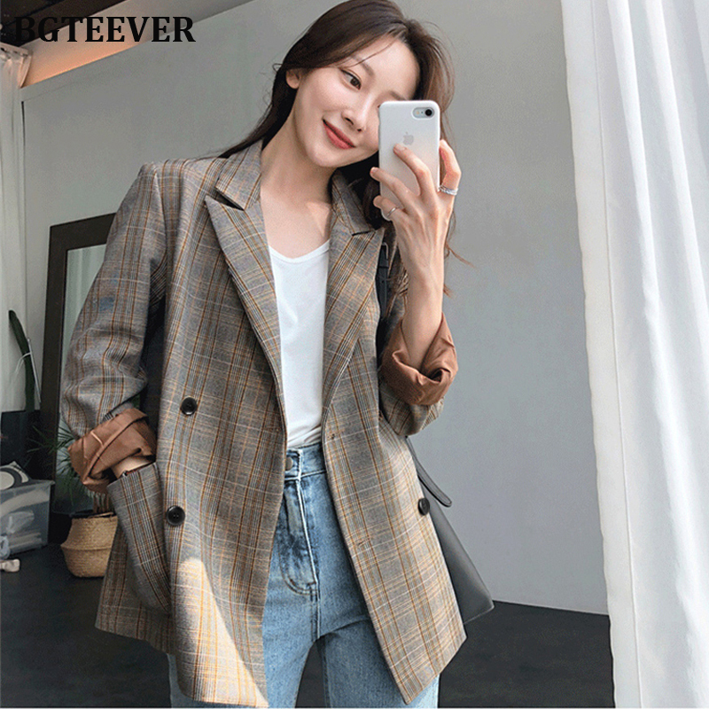 Vintage Plaid Double Breasted Women Blazer Oversized Full Sleeve Grid Female Suit Coat Elegant Autumn Women Jackets Outwear 2019, Picture color
Vintage Plaid Double Breasted Women Blazer Oversized Full Sleeve Grid Female Suit Coat Elegant Autumn Women Jackets Outwear 2019, Picture color