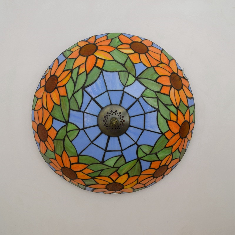 American blue sun flower retro glass lamp Tiffany stained glass aisle corridor balcony hallway bedroom ceiling lamp TF053