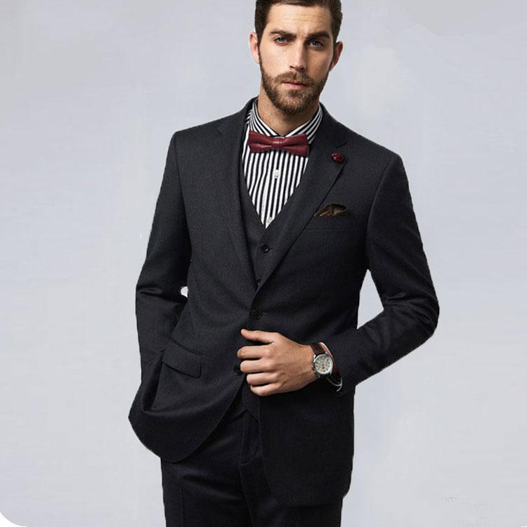 Black Groomsmen Wedding Tuxedos 2019 Notched Lapel Two Button Mens Pants Suits Handsome 3 Pieces Formal Best Men Blazer