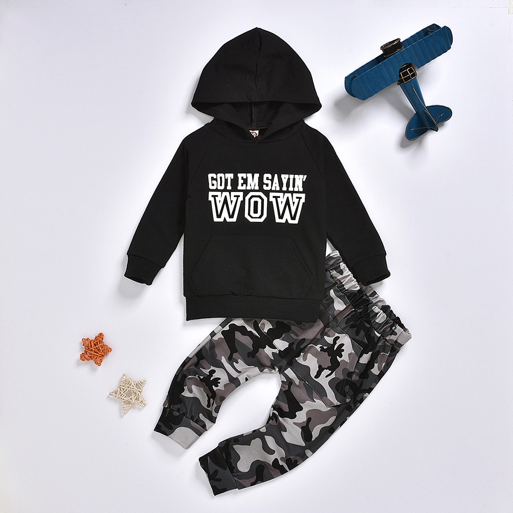 Baby Kids Boys Long Sleeve Letter Printed Hoodie Sweatshirt Tops+Camo Pants Set Fashion Outfit Kids Clothes Suit roupa infantil, Black
Baby Kids Boys Long Sleeve Letter Printed Hoodie Sweatshirt Tops+Camo Pants Set Fashion Outfit Kids Clothes Suit roupa infantil, Black