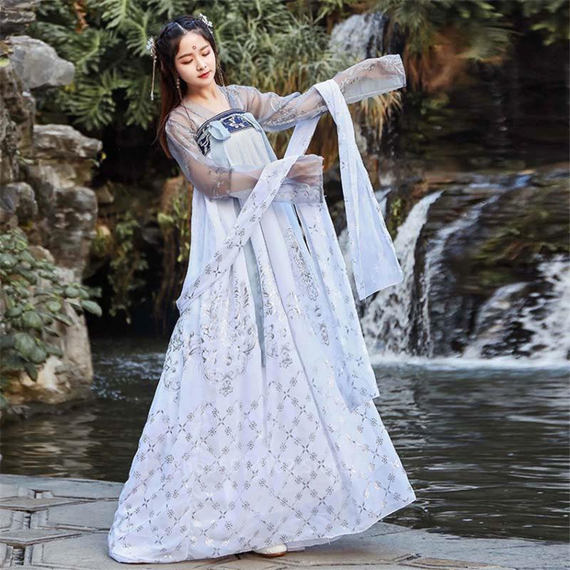 New Traditional Chinese Folk Dance Costume Bling Hanfu Dress For Women Festival Fairy Fancy Stage Performance Tang Top Skirt Set, Color1
New Traditional Chinese Folk Dance Costume Bling Hanfu Dress For Women Festival Fairy Fancy Stage Performance Tang Top Skirt Set, Color1
