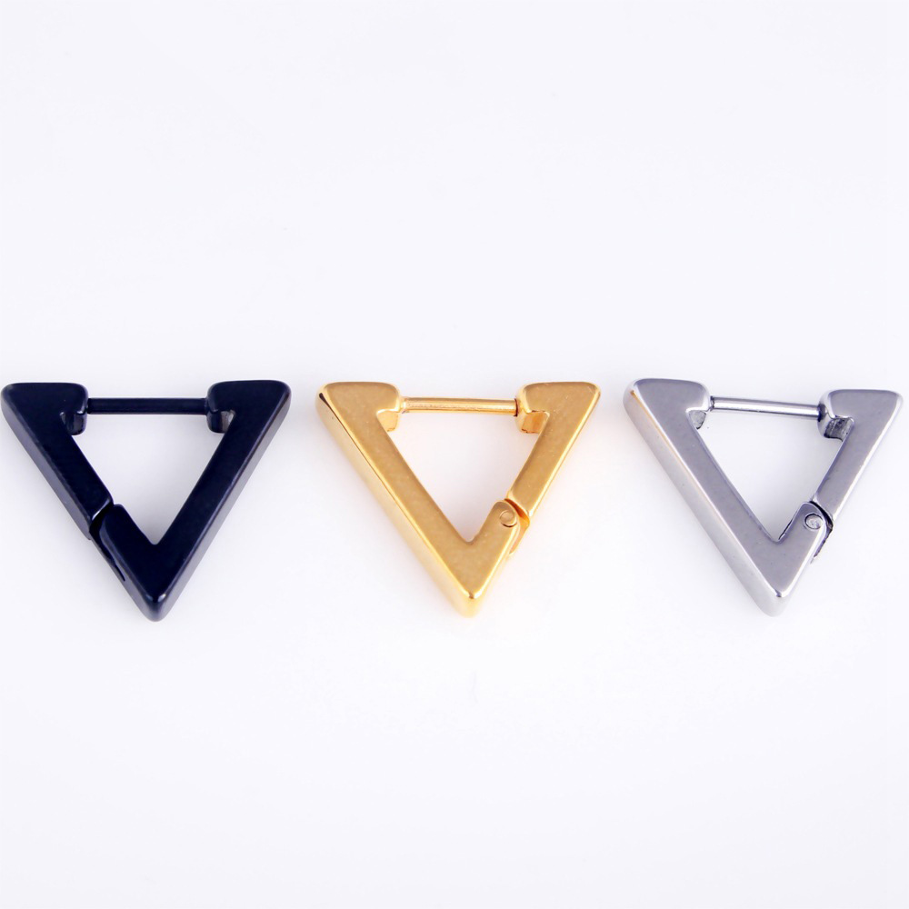 3 pairs/set Hip Hop Stud Hoop Earrings Gothic Geometric Triangle Stainless Steel Earrings Jewelry Wholesale