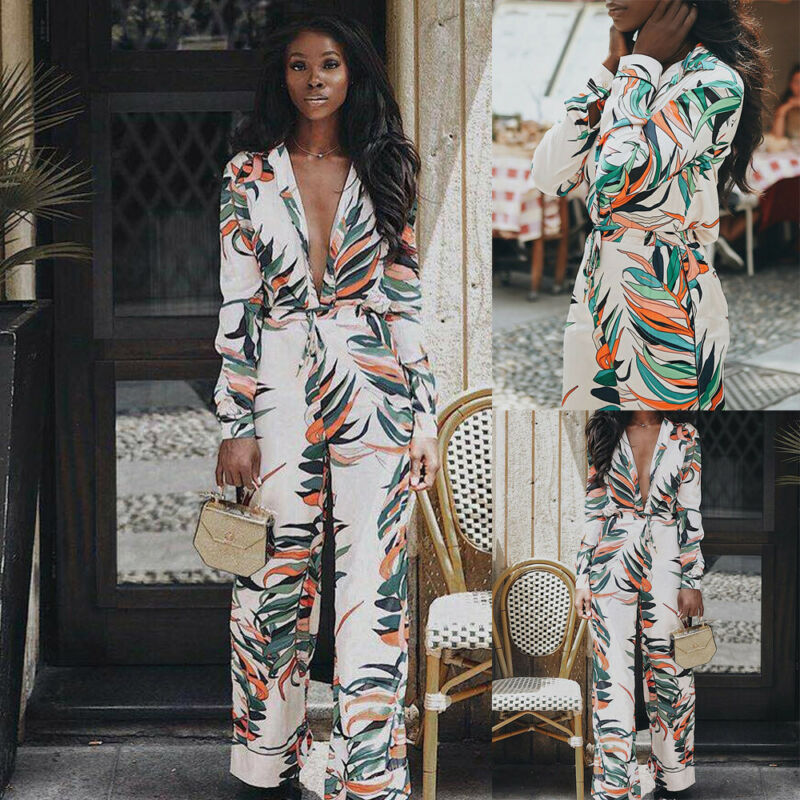 UK Women Sexy Slim V Neck Long Sleeve Bodycon Jumpsuit Romper Wide Leg Trouser, Multi
UK Women Sexy Slim V Neck Long Sleeve Bodycon Jumpsuit Romper Wide Leg Trouser, Multi