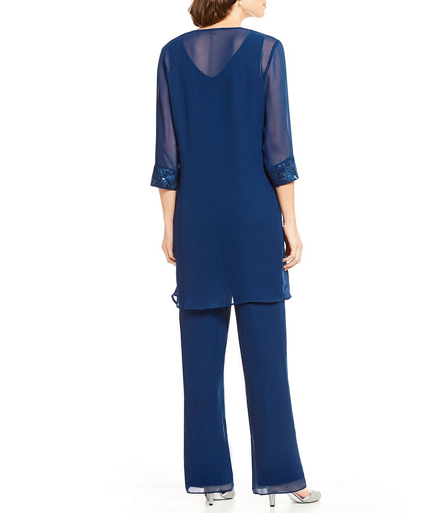 Royal Blue Chiffon Formal Pant Suits For Mother Groom Dresses Evening Wear Long Mother of the Bride Dresses With Jackets Plus Size Custom