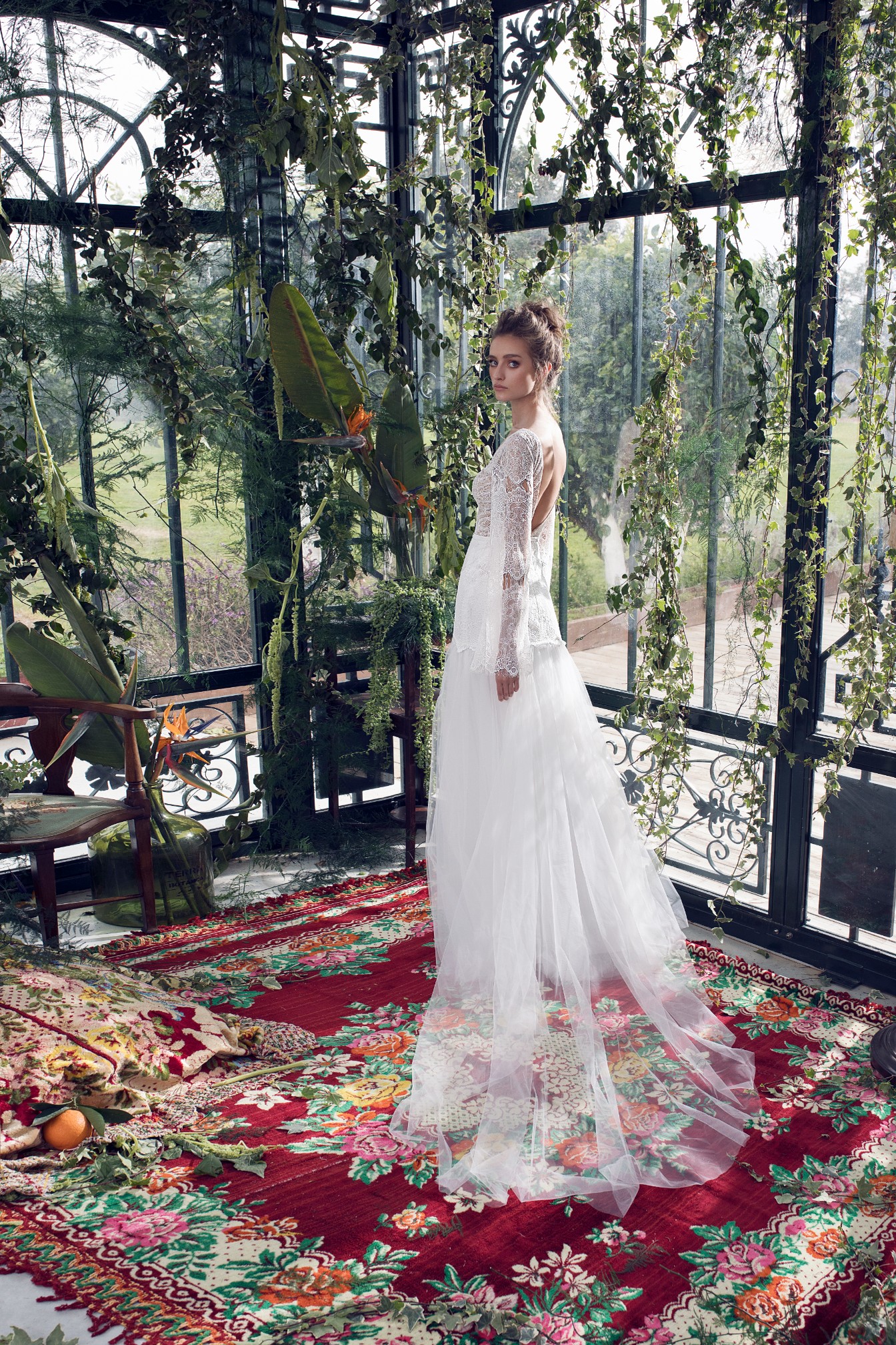limor rosen bohemian tassel wedding dresses a line v neck lace long sleeve bridal dress boho sweep train tulle bridal gowns