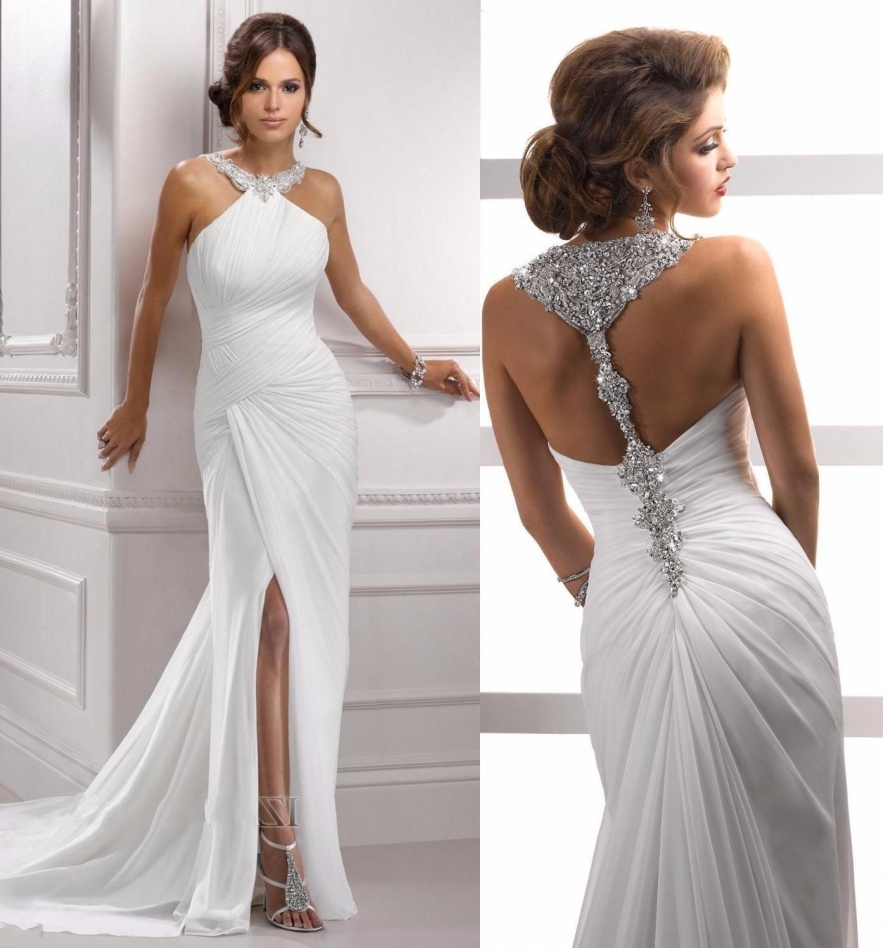Sexy Sparkling Halter Crystal Beading Evening Dresses New Sexy Slit Sleeveless Pleat Mermaid White Chiffon Formal Prom Party Gowns, Ivory
Sexy Sparkling Halter Crystal Beading Evening Dresses New Sexy Slit Sleeveless Pleat Mermaid White Chiffon Formal Prom Party Gowns, Ivory