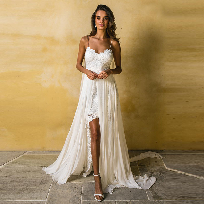 Wedding Dress Spaghetti Strap A Line Lace Sexy Backless Beach Gown White Ivory Bride Vestido De Noiva Side Split Bohemian Sling Chiffon
Wedding Dress Spaghetti Strap A Line Lace Sexy Backless Beach Gown White Ivory Bride Vestido De Noiva Side Split Bohemian Sling Chiffon
