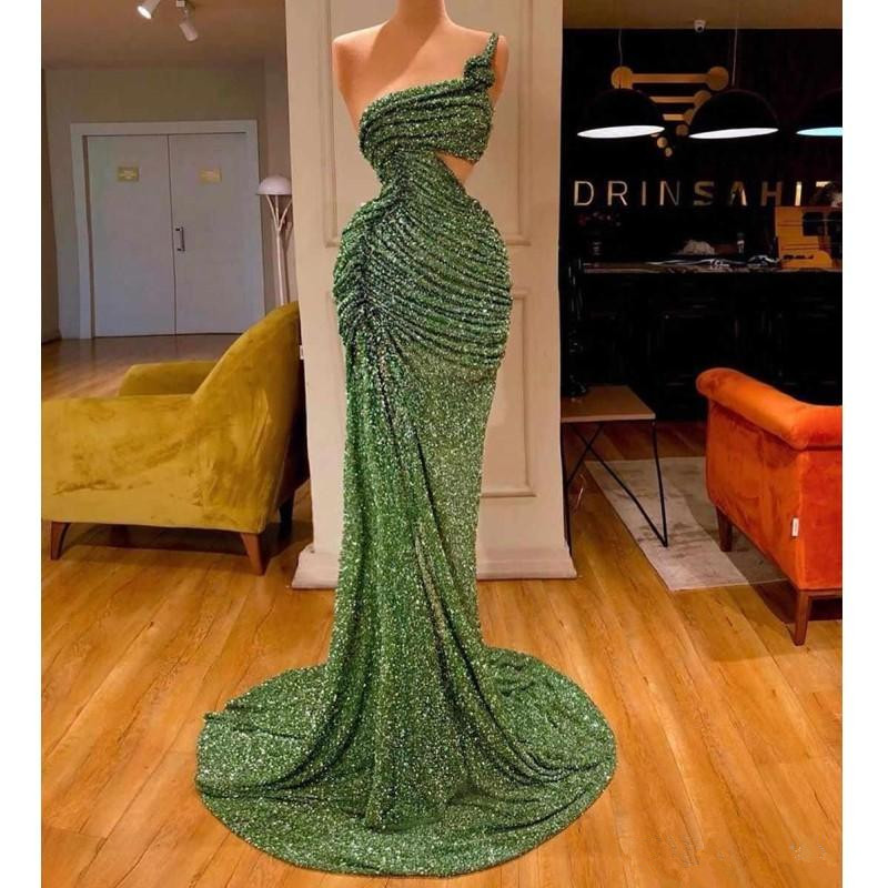 Green One Shoulder Mermaid Prom Dresses Cutaway Sides Pleats Sequined Evening Dress Sweep Train Cheap 2020 Cocktail Party Dress, White
Green One Shoulder Mermaid Prom Dresses Cutaway Sides Pleats Sequined Evening Dress Sweep Train Cheap 2020 Cocktail Party Dress, White
