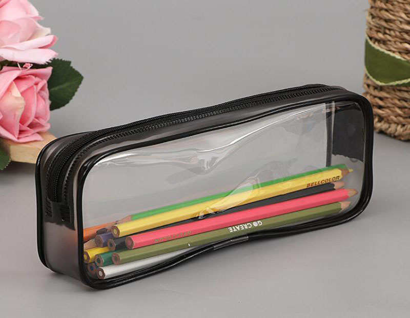PVC Cosmetic Bag Zipper Pouch School Students Clear Transparent Waterproof Plastic PVC Storage Box Pen Case Mini Travel Makeup Bags