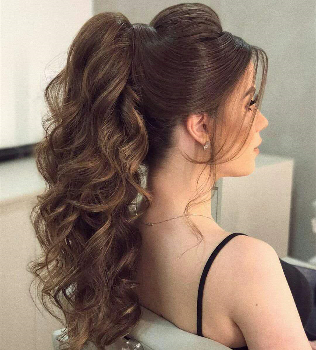 16inch body wave Ponytail hair extensions Human Hair High Long Hairstyle Drak Brown color 140g Drawstring Wrap Ponytail For Fashion Women