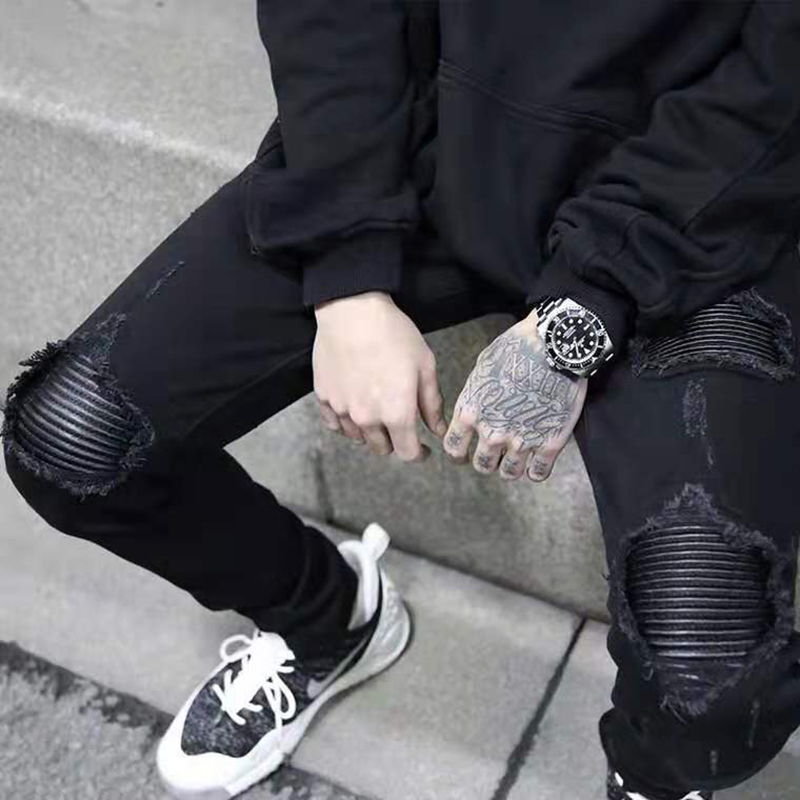 Idopy Men`s Ripped Biker Jeans Slim Fit Hi-Street PU Patchwork Motorcycle Denim Joggers Pants With Knee Holes For Men, Black
Idopy Men`s Ripped Biker Jeans Slim Fit Hi-Street PU Patchwork Motorcycle Denim Joggers Pants With Knee Holes For Men, Black