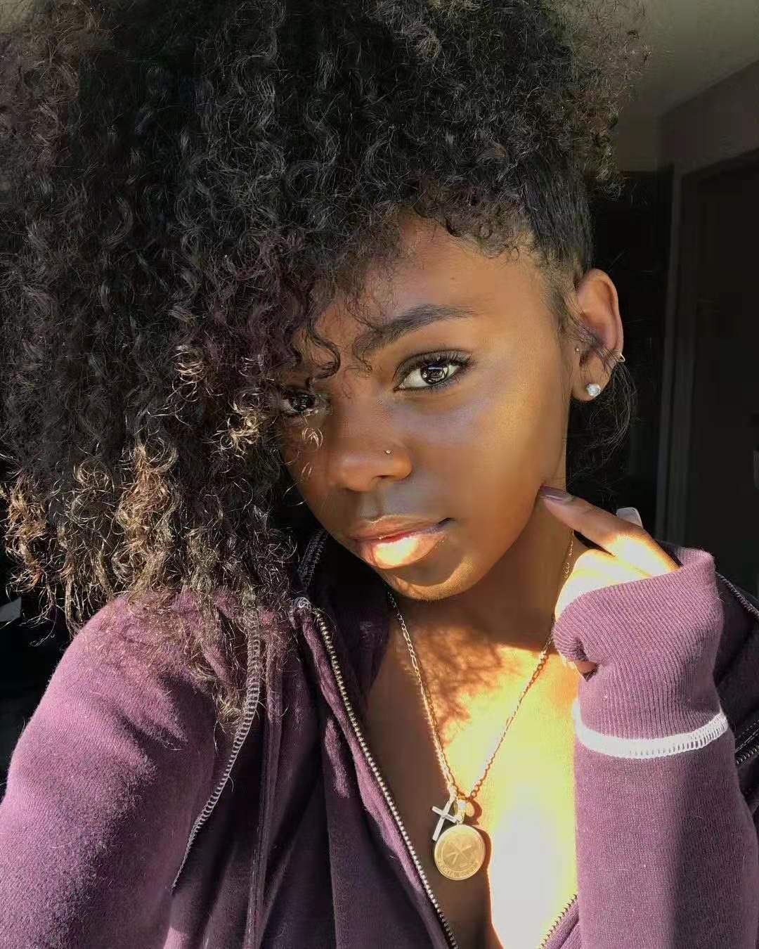 Natural curly ponytail ,African american kinky curly human hair ponytail hairpiece wrap around with black drawstring Free parting 120g