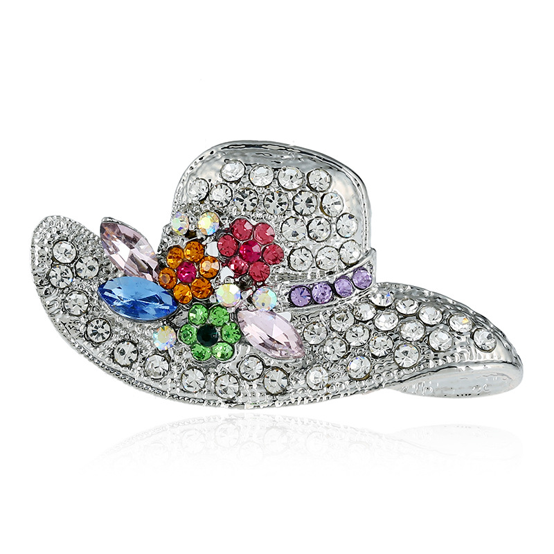 Wholesale-Creative Gift High-end Fashion Hat with Drill Brooch Pin Jewelry