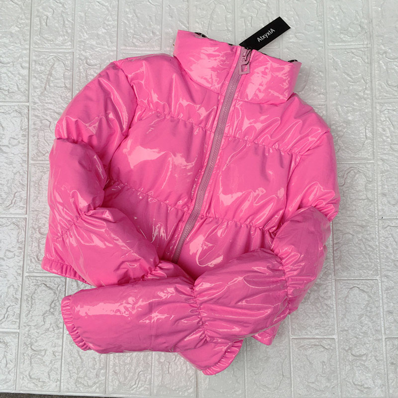 Cropped Down Parka Puffle Jacket Bubble Coat Winter 2018 Women New Fashion Short Clothing Black Red Hot Pink Yellow CJ191213